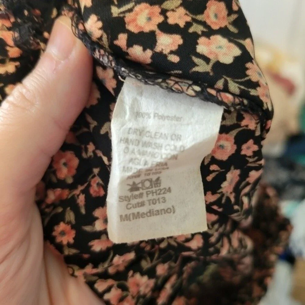 Audrey Floral Black Wide Leg Pants Size Medium - Picture 6 of 6